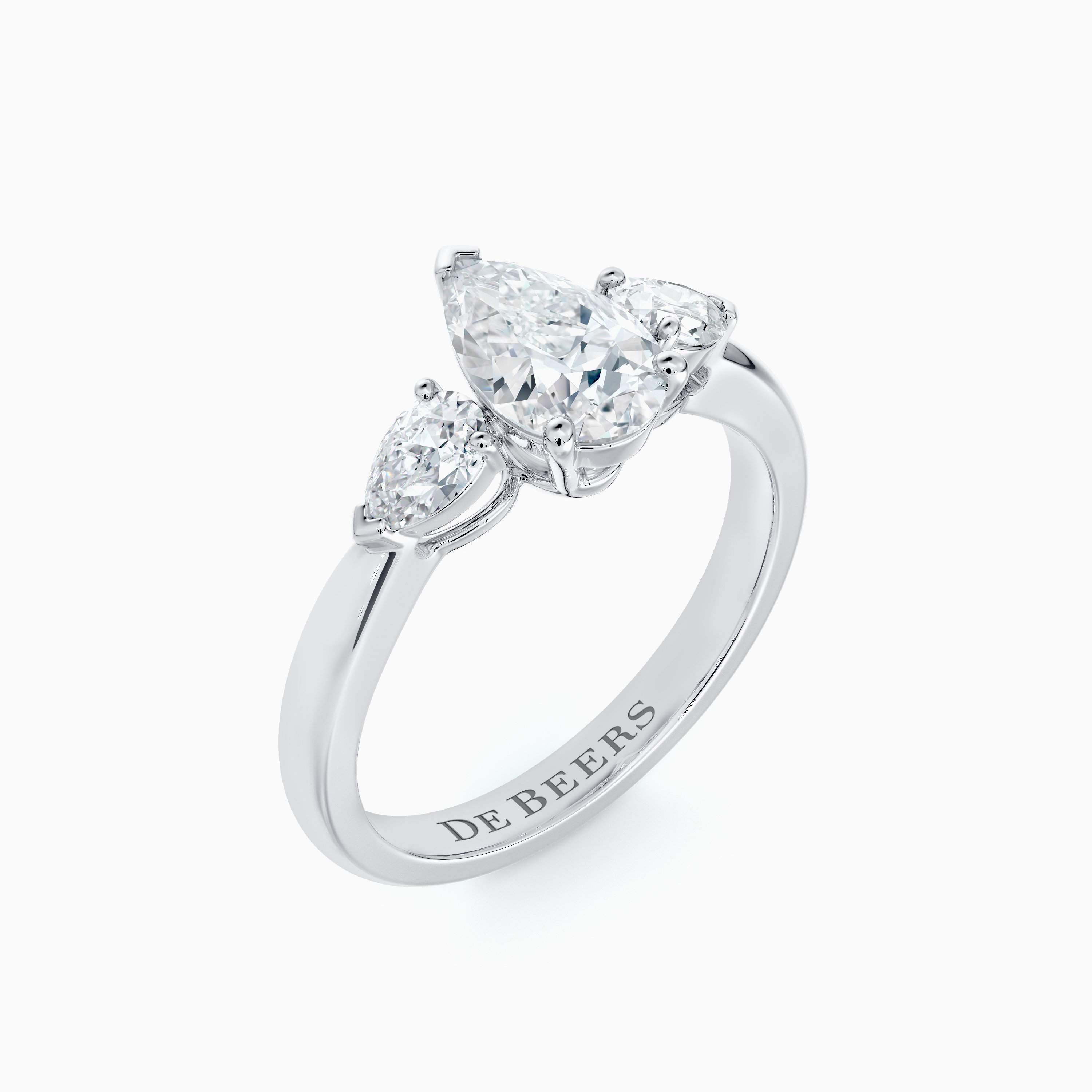 DB Classic Pear with Pear Side Stones Diamond Ring DB Classic Pear with Pear Side Stones Diamond Ring, image 2