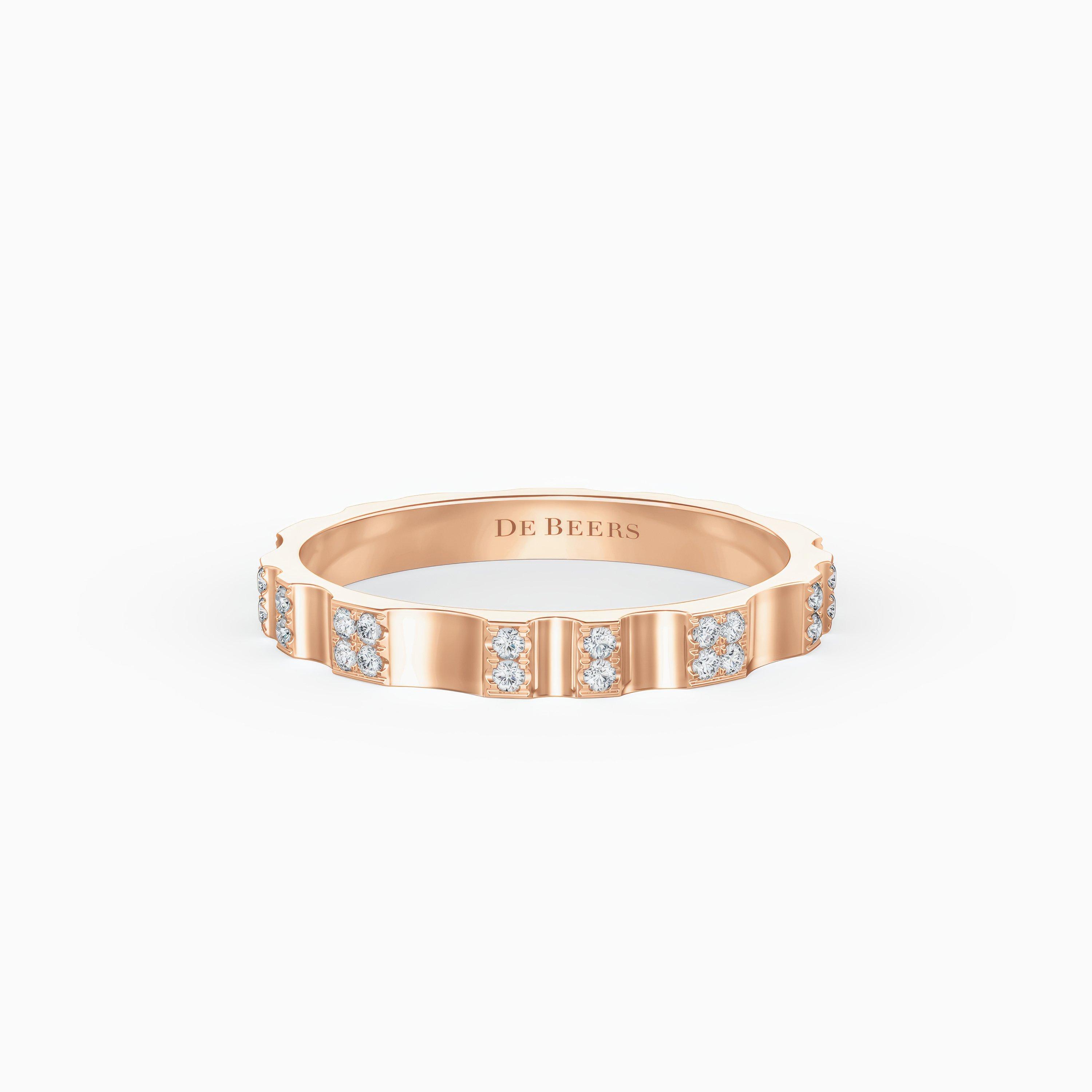 De Beers RVL Pavé Band in Rose Gold with Diamonds, image 1