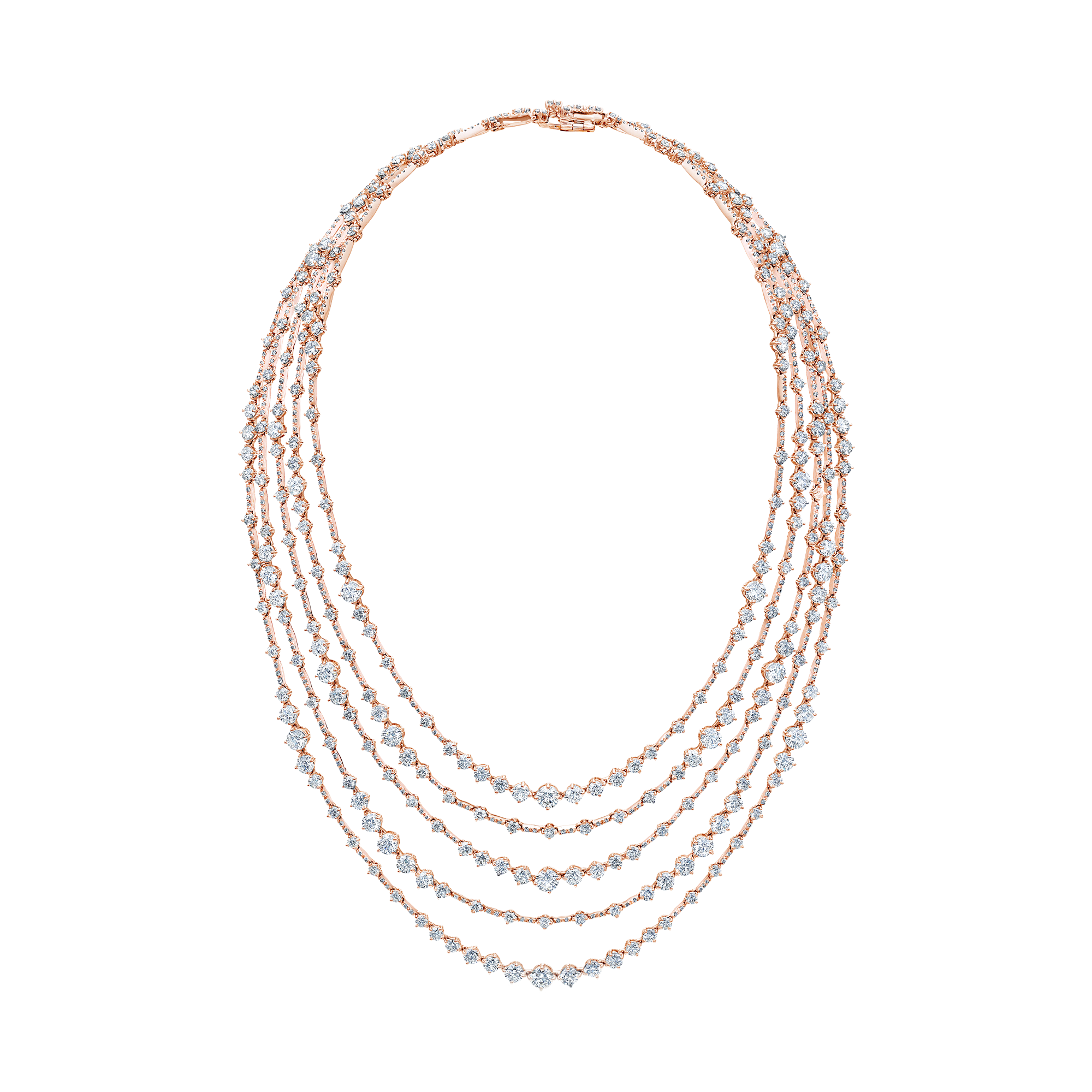 Arpeggia Five Line Necklace in Rose Gold