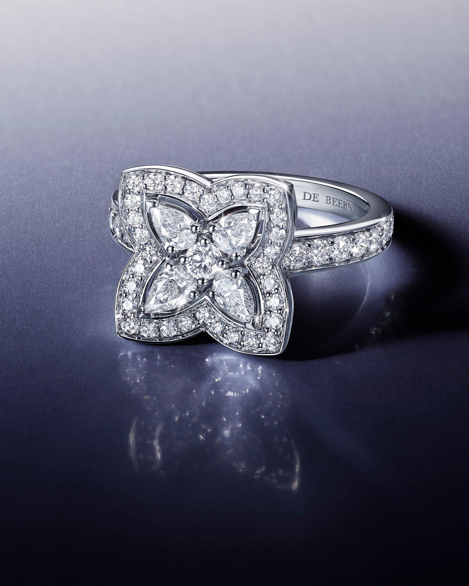 Classics Jewellery Collection white gold Necklace and Earrings with yellow diamond on blue background