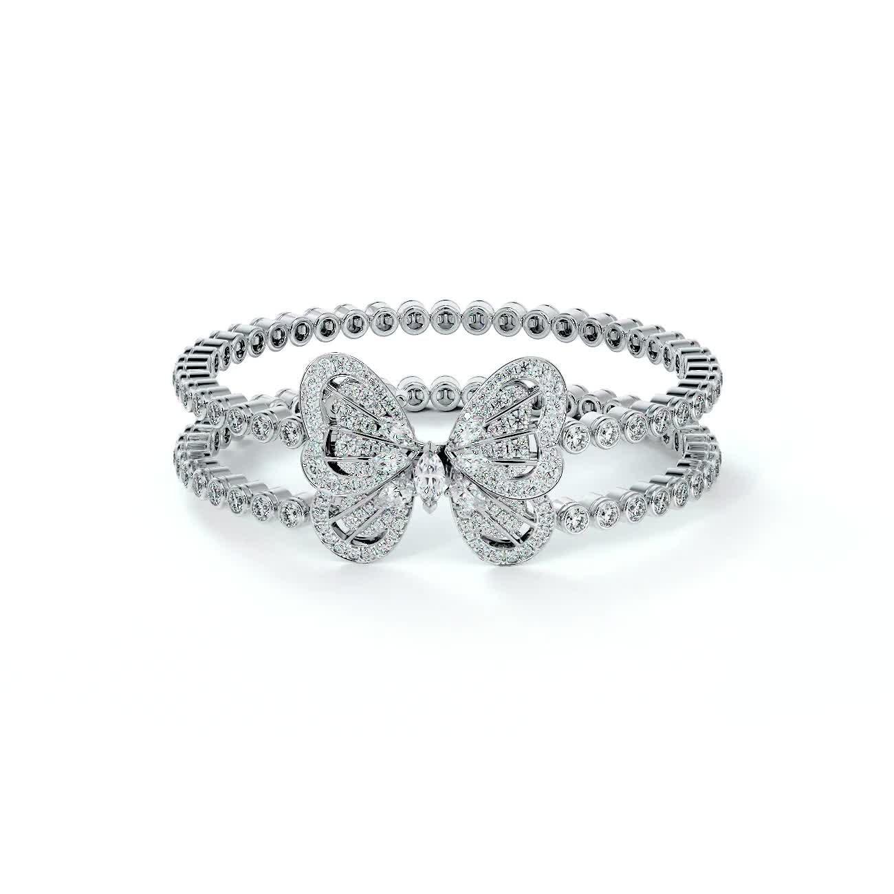 Portraits of Nature Butterfly Bracelet in White Gold, video 1
