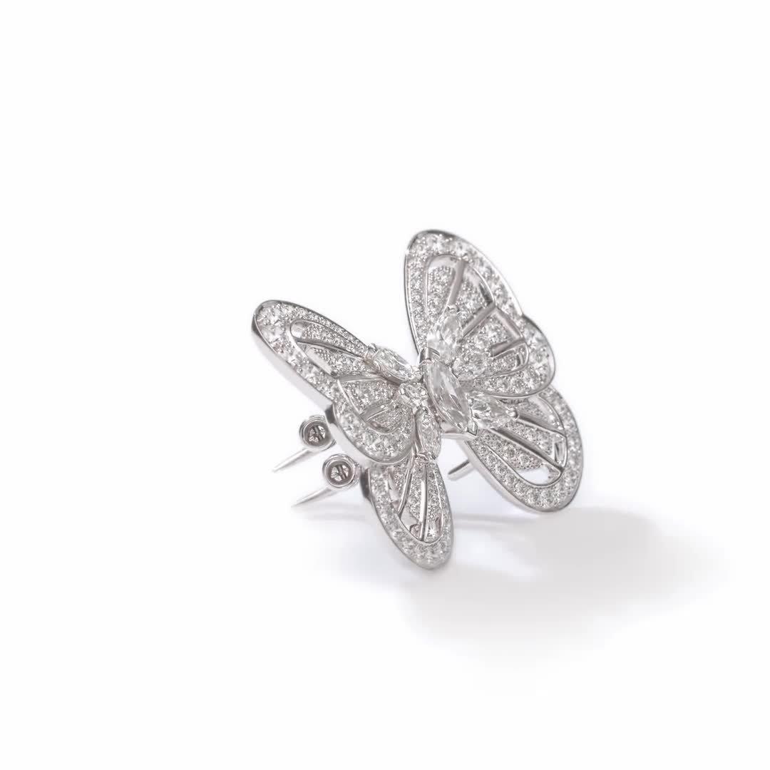 Portraits of Nature Butterfly Brooch in White Gold, video 1