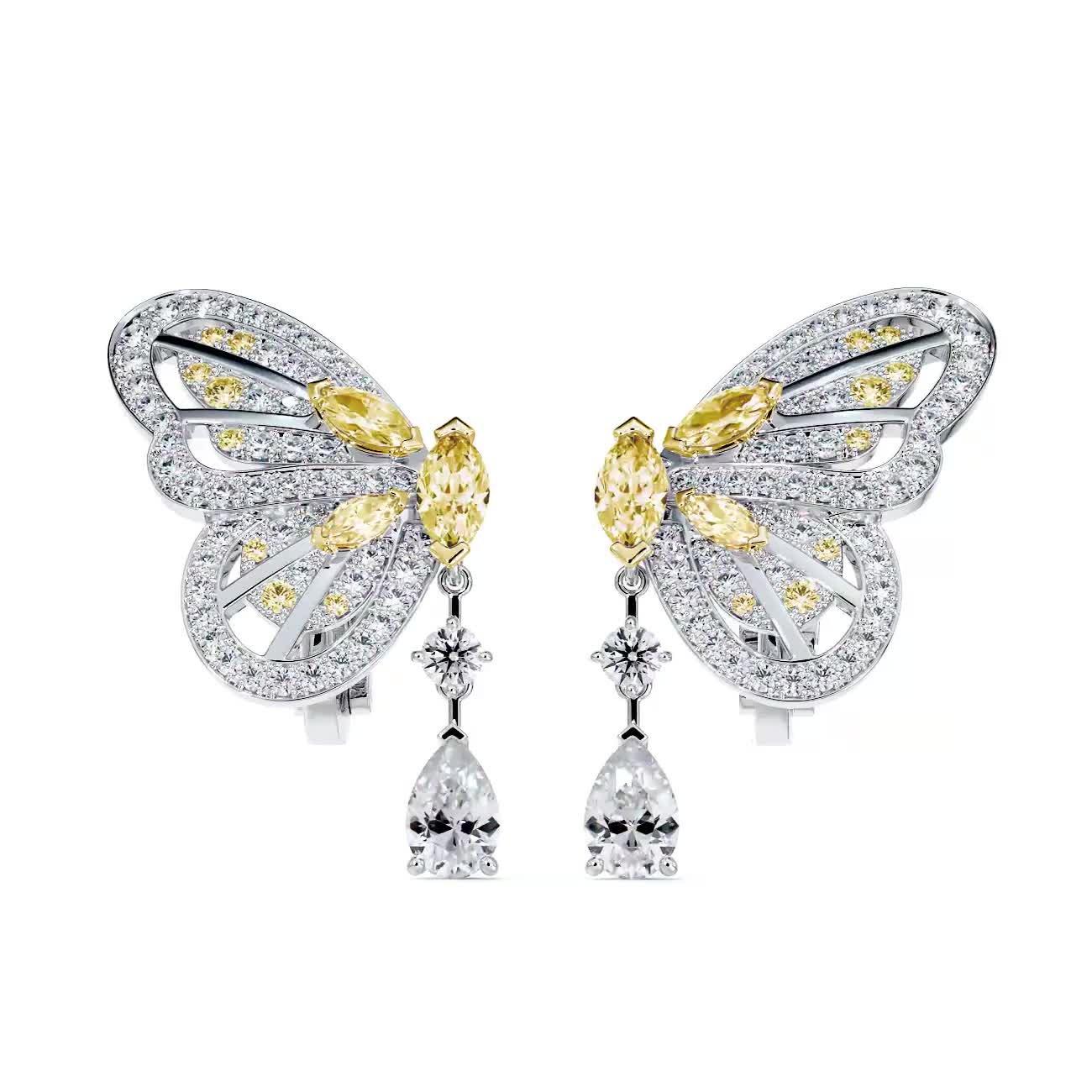 Portraits of Nature butterfly fancy yellow earrings, video 1