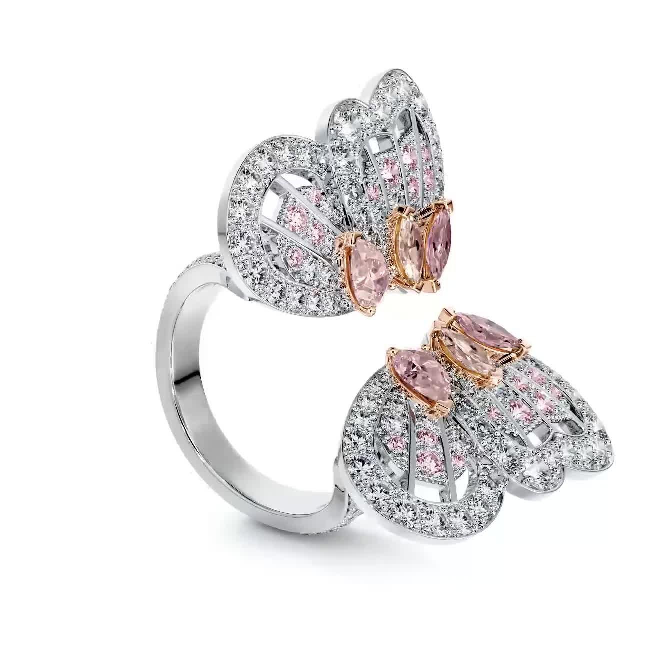 Bague Portraits of Nature Butterfly Diamants Brun Ros&eacute;, video 1